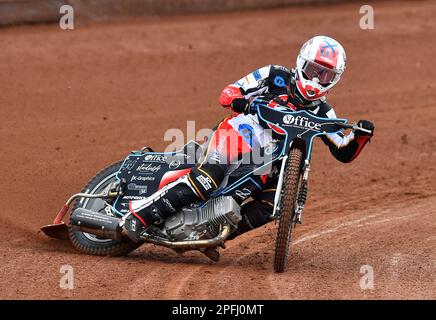 Freddy Hodder of Belle Vue Aces durante la Belle Vue Aces Media Day presso il National Speedway Stadium di Manchester, mercoledì 15th marzo 2023. (Foto: Eddie Garvey | MI News) Foto Stock