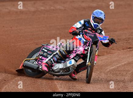 James Pearson di Belle Vue Aces durante la Belle Vue Aces Media Day presso il National Speedway Stadium di Manchester, mercoledì 15th marzo 2023. (Foto: Eddie Garvey | MI News) Foto Stock