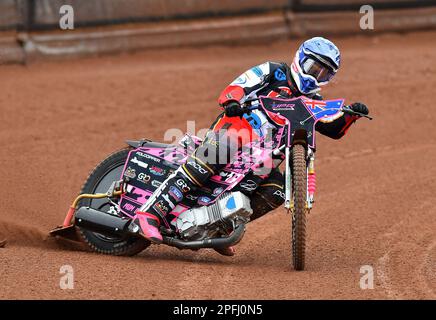 James Pearson di Belle Vue Aces durante la Belle Vue Aces Media Day presso il National Speedway Stadium di Manchester, mercoledì 15th marzo 2023. (Foto: Eddie Garvey | MI News) Foto Stock