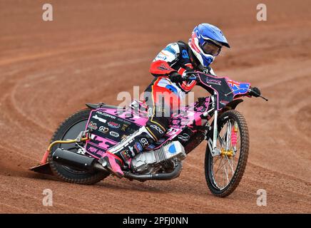 James Pearson di Belle Vue Aces durante la Belle Vue Aces Media Day presso il National Speedway Stadium di Manchester, mercoledì 15th marzo 2023. (Foto: Eddie Garvey | MI News) Foto Stock