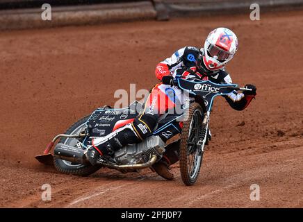 Freddy Hodder of Belle Vue Aces durante la Belle Vue Aces Media Day presso il National Speedway Stadium di Manchester, mercoledì 15th marzo 2023. (Foto: Eddie Garvey | MI News) Foto Stock