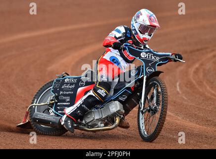 Freddy Hodder of Belle Vue Aces durante la Belle Vue Aces Media Day presso il National Speedway Stadium di Manchester, mercoledì 15th marzo 2023. (Foto: Eddie Garvey | MI News) Foto Stock