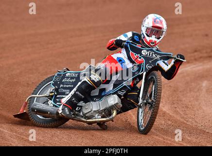 Freddy Hodder of Belle Vue Aces durante la Belle Vue Aces Media Day presso il National Speedway Stadium di Manchester, mercoledì 15th marzo 2023. (Foto: Eddie Garvey | MI News) Foto Stock