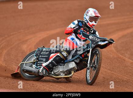 Freddy Hodder of Belle Vue Aces durante la Belle Vue Aces Media Day presso il National Speedway Stadium di Manchester, mercoledì 15th marzo 2023. (Foto: Eddie Garvey | MI News) Foto Stock