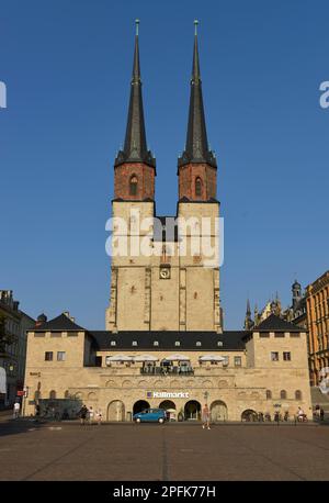 St Mary's Market Church, Hallmarkt, Halle an der Saale, Sassonia-Anhalt, Germania Foto Stock