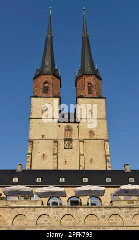 St Mary's Market Church, Hallmarkt, Halle an der Saale, Sassonia-Anhalt, Germania Foto Stock