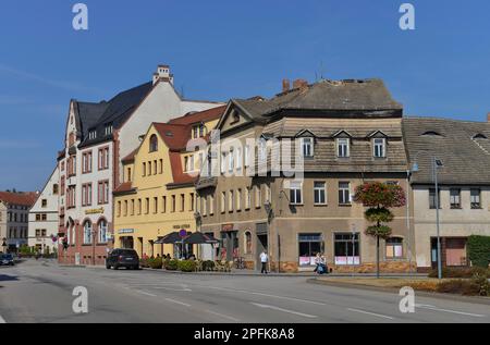 Vecchi edifici, mercato, Luther città Eisleben, Sassonia-Anhalt, Germania Foto Stock