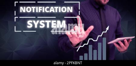 Sistema di notifica per la visualizzazione dei segnali. Concetto di Internet non dimenticate di essere connessi reti sociali Foto Stock