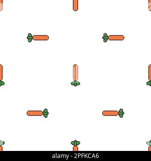 Carota disegno pixel senza cuciture. texture pixel a 8 bit. Ornamento vegetale Illustrazione Vettoriale