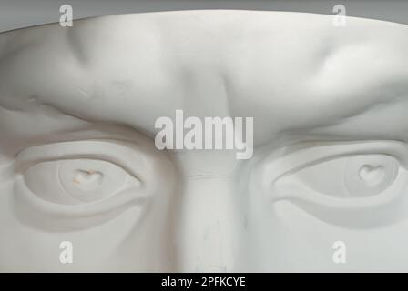 Testa in gesso modello di occhi per imparare il disegno facciale su lezioni di arte Foto Stock