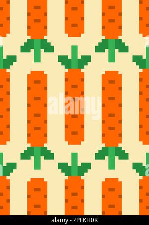 Carota disegno pixel senza cuciture. texture pixel a 8 bit. Ornamento vegetale Illustrazione Vettoriale
