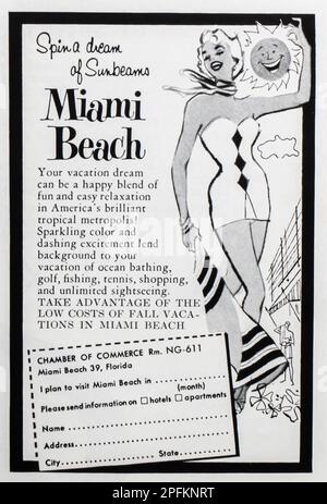 Miami Beach spot in una rivista NatGeo, novembre 1956 Foto Stock