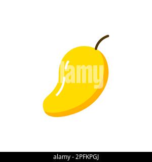 Mango piatto vettore frutta icona. Semplice etichetta cartoon mango linea disegno icona illustrazione. Illustrazione Vettoriale
