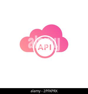 Processo di dati delle icone di integrazione cloud API. Pittogramma del sistema cloud api web vettoriale piatto Illustrazione Vettoriale