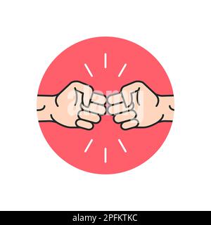 Mano dell'icona del primo urto. Forte lotta vettore amicizia bro flat pugno icona desing Illustrazione Vettoriale
