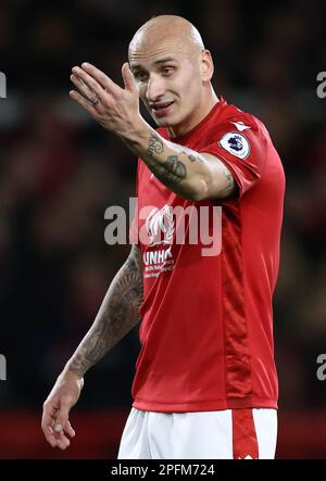 Nottingham, Regno Unito. 17th Mar, 2023. Jonjo Shelvey della Foresta di Nottingham durante la partita della Premier League presso il City Ground di Nottingham. Il credito dell'immagine dovrebbe essere: Darren Staples/Sportimage Credit: Sportimage/Alamy Live News Foto Stock