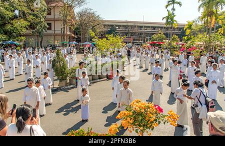 Fon lep nail ballerini Wat Phra Singh tempio, Chiang mai Thailandia Foto Stock