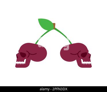 Cherry Scull isolato. Testa scheletrica di ciliegie. Illustrazione vettoriale Illustrazione Vettoriale