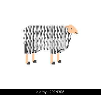 Pixel pecora art. Ewe 8 bit. Illustrazione del vettore con pixel Illustrazione Vettoriale