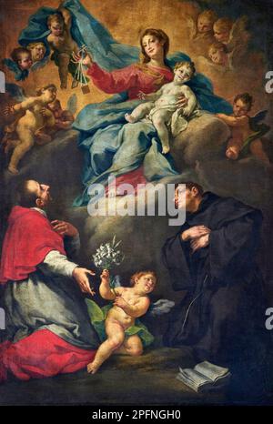 Carlo Borromeo e S.Antonio da Padova - olio su tela - Giovan Battista Sassi - XVIII secolo - Pontevico (Bs), chiesa parro Foto Stock