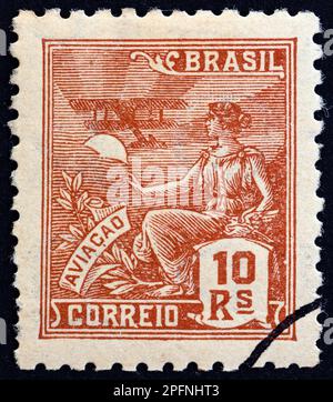 BRASILE - CIRCA 1940: Un francobollo stampato in Brasile mostra Aviazione, circa 1940. Foto Stock