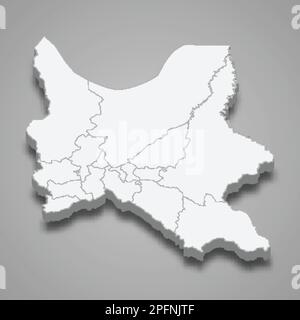 3D la mappa isometrica di Cochabamba è una provincia della Bolivia isolata dall'ombra Illustrazione Vettoriale