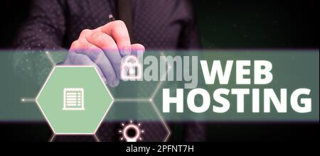 Visualizzazione concettuale Web Hosting. Foto concettuale l'attività di fornire spazio di archiviazione e accesso ai siti web Foto Stock