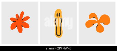 Disegno a mano vettoriale astratto semplice set contemporaneo di decorazione creativa moderno minimalistico brutalismo natura texture forme, forme set doodle design Illustrazione Vettoriale