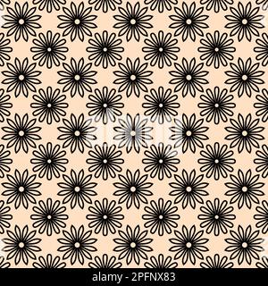 Motivo geometrico a fiori neri Illustrazione Vettoriale