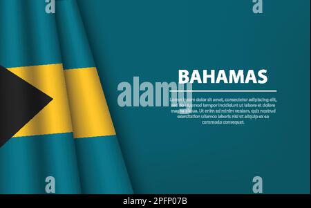 Bandiera delle Bahamas con sfondo copyspace. Modello vettoriale banner o nastro per la giornata dell'indipendenza Illustrazione Vettoriale