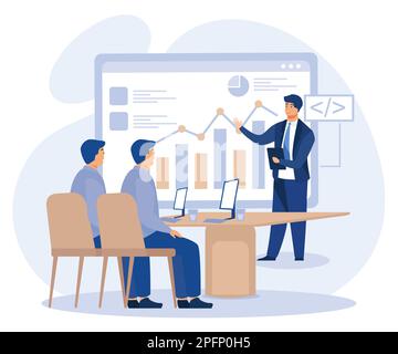 Carriera nel concetto IT, corsi DI gestione IT, branding personale, illustrazione moderna a vettore piatto Illustrazione Vettoriale