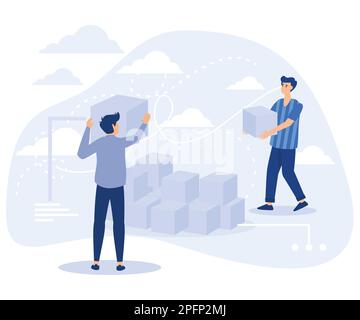 Concetto di software di backup dei dati, storage di big data, server di backup, disegno vettoriale piatto moderno Illustrazione Vettoriale