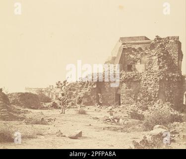 Osservatorio e batteria con la casa di Hindoo Rao in distanza 1858 di Felice Beato Foto Stock