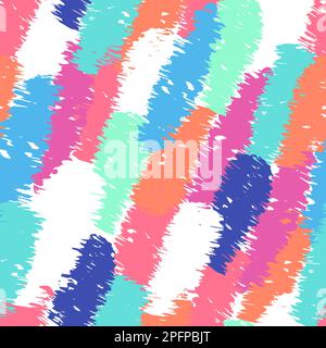 Motivo astratto colorato senza cuciture con tratti di pennello disegnati a mano. Illustrazione Vettoriale