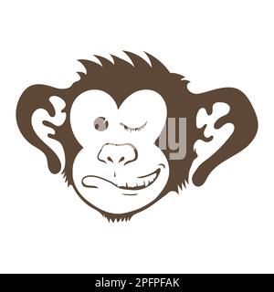 Icona scimmia isolata su sfondo bianco. Cartoon Ape Head. Mascotte viso divertente Illustrazione Vettoriale