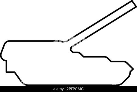 Sistema di artiglieria semovente Howitzer contorno linea icona colore nero vettore illustrazione immagine sottile piatto stile semplice Illustrazione Vettoriale