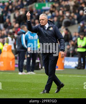 Edimburgo, Regno Unito. 18th Mar, 2023. EDIMBURGO, SCOZIA - 18 MARZO: ItalyÕs allenatore capo neozelandese, Kieran Crowley, prima dell'inizio della partita di rugby delle sei Nazioni tra Scozia e Italia al Murrayfield Stadium il 12 marzo 2023 a Edimburgo, Regno Unito. ( Credit: Ian Jacobs/Alamy Live News Foto Stock