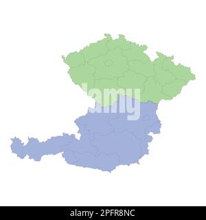 Carta politica di alta qualità dell'Austria e della repubblica Ceca con i confini delle regioni o delle province. Illustrazione vettoriale Illustrazione Vettoriale