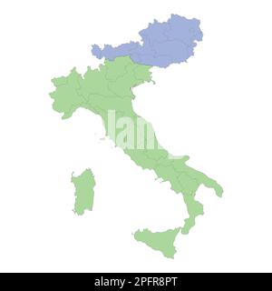 Mappa politica di alta qualità dell'Italia e dell'Austria con confini delle regioni o province. Illustrazione vettoriale Illustrazione Vettoriale