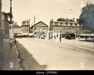 Harvard Square circa 1900. Cambridge, Boston, Massachusetts Storia. Vintage Harvard Square. Foto Stock