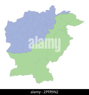 Mappa politica di alta qualità del Pakistan e dell'Afghanistan con i confini delle regioni o delle province. Illustrazione vettoriale Illustrazione Vettoriale