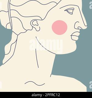 Frammento di un'antica statua greca di una donna. Scultura antica con elementi moderni. Illustrazione vettoriale trendy. Illustrazione Vettoriale