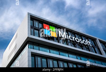 Sede centrale di Microsoft a Monaco di Baviera, Germania Foto Stock
