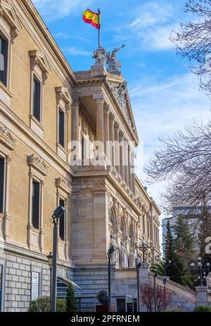 La costruzione della Biblioteca Nazionale Spagnola. Madrid. Spagna. Foto Stock