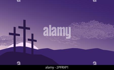 Croci su sfondo vettore di vacanza religione collina Illustrazione Vettoriale
