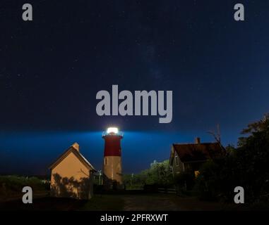 Faro di Nauset Beach a Cape Cod National Seashore, Massachusetts Foto Stock