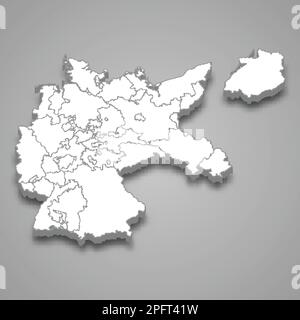 3D mappa isometrica della Repubblica di Weimar isolata con ombra, ex stato Illustrazione Vettoriale