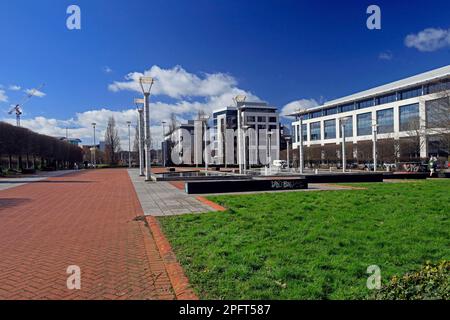 Spazio pubblico di Callaghan Square, nel centro di Cardiff. Marzo 2023. Foto Stock