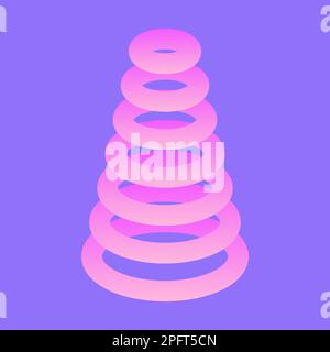 Piramide di anelli. Poster astratto con 3D anelli colorati. Sfondo sfumato geometrico in stile minimal. Clipart del vettore Illustrazione Vettoriale