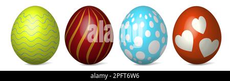Set di brillanti uova di Pasqua vettore colorato isolato su uno sfondo bianco Illustrazione Vettoriale